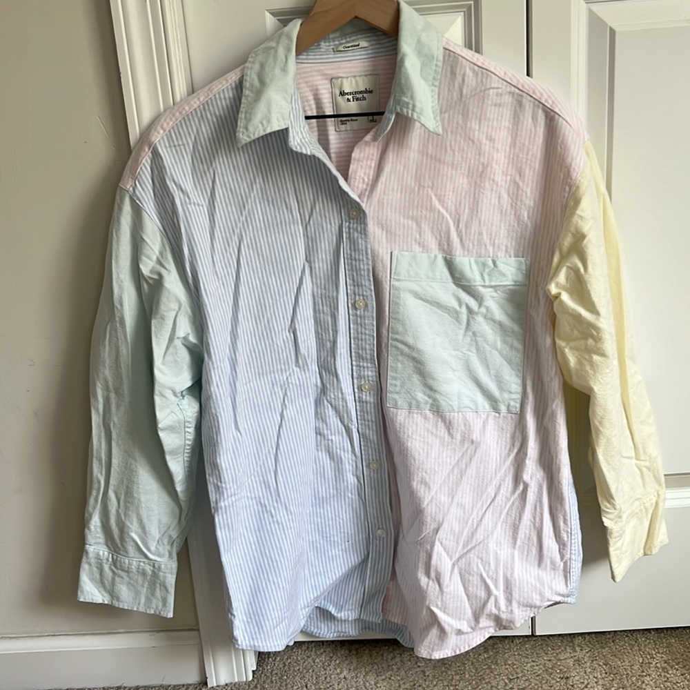 Abercrombie & Fitch Pastel Multi-Stripe Button-Down Shirt